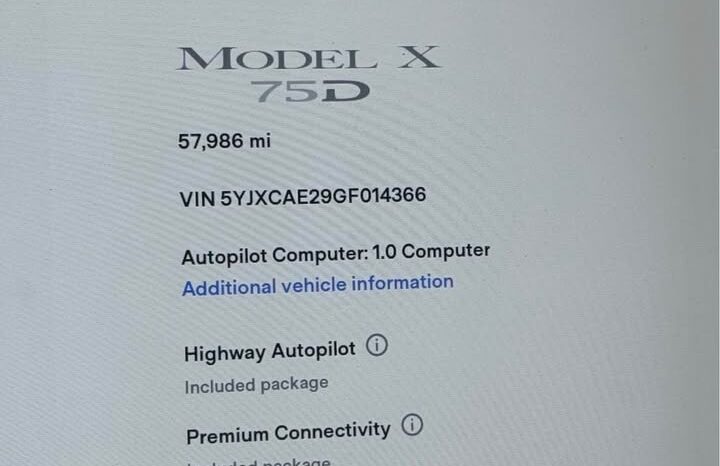 
								2016 Tesla model x 75D Sport Utility 4D full									