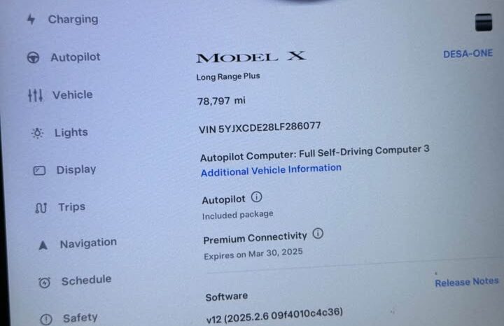 
								2020 Tesla model x Long Range Plus Sport Utility 4D full									