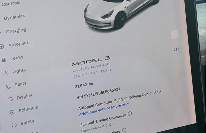 
								2020 Tesla model 3 Long Range Sedan 4D full									