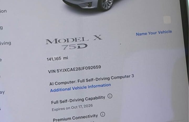 
								2018 Tesla model x 75D Sport Utility 4D full									