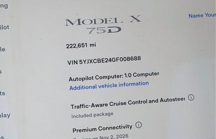 
								2016 Tesla model x 75D Sport Utility 4D full									